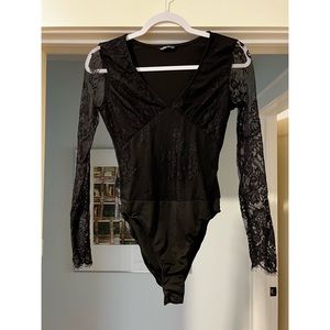 Lace sleeve bodysuit